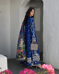 Faiza Saqlain Blue Embroidery Lawn Chikankari Dress 3pc