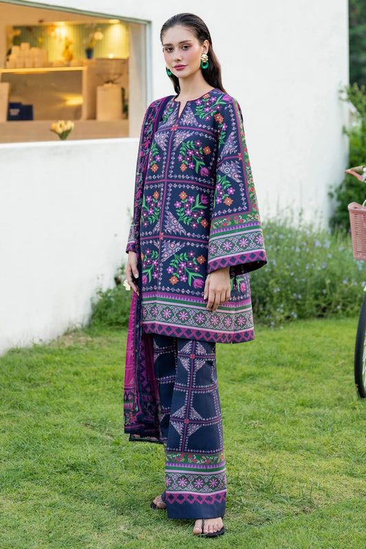 Jazmin Purple Silk Digital Print 3piece Unstitched
