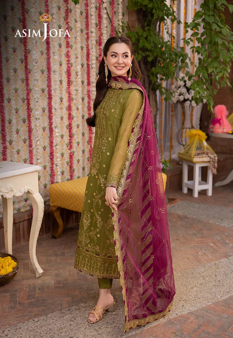 Asim Jofa Green & Pink Chiffon Formal Collection Dress 3pc GoodLuck Collections Asim Jofa Green & Pink Chiffon Formal Collection Dress 3pc GoodLuck Collections