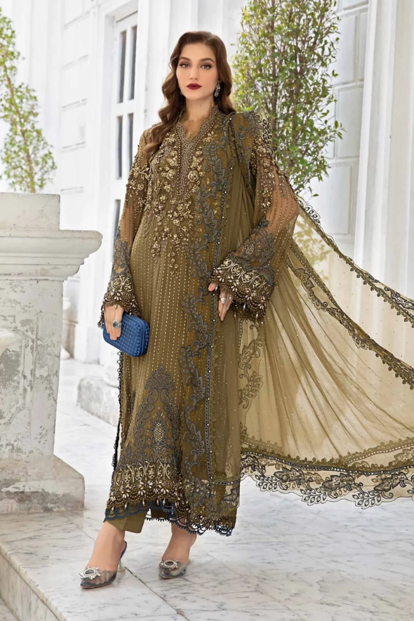 Maria B Dhani Green Chiffon Formal Collection 3pc