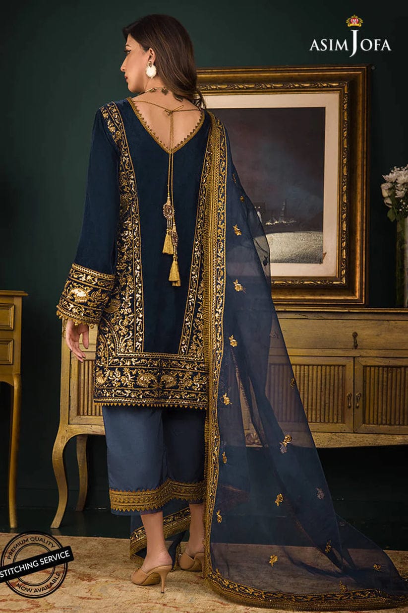 Asim Jofa Blue Formal Collection Organza Dress 3pc