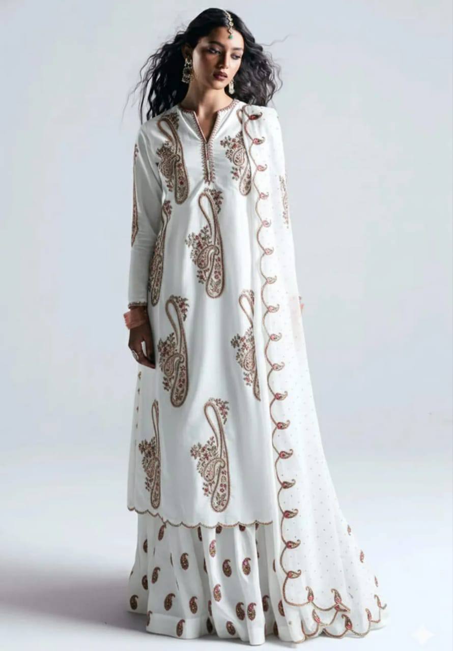 Zara ShahJahan Raw Silk Fabric Multi Embroidery 3pc Unstitched