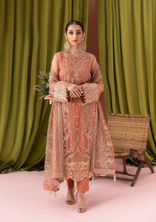 Zaha Peach Soft Net Fabric Formal Collection 3pc