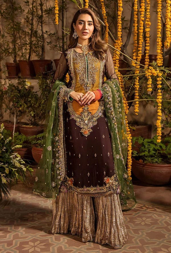 Khuda Baksh Chiffon Brown Formal Collection 3piece Unstiched