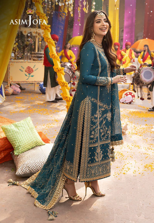 Asim Jofa Zink Chiffon Formal Collection Embroidery Dress 3pc