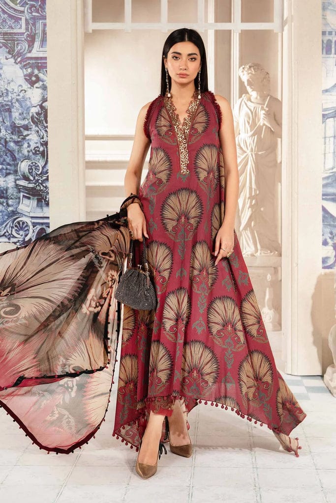 Maria B Maroon 2024 Pure Lawn Embroidery New Arrival 3PC