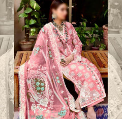 CRIMSON PINK CHIKANKARI LAWN DRESS