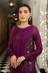 Lulusar Magenta Luxury Raw Silk Embroidered 3 Piece Unstitched
