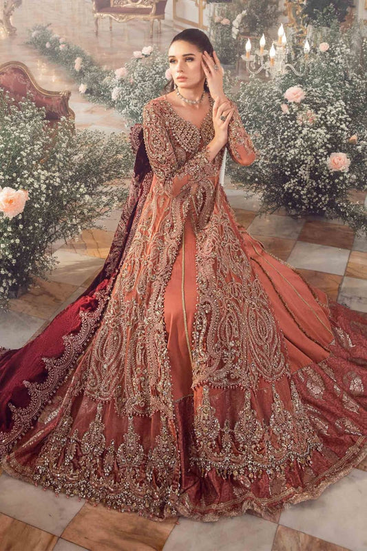 Maryam N Maria Rust Wedding Collection Soft Net Maxi