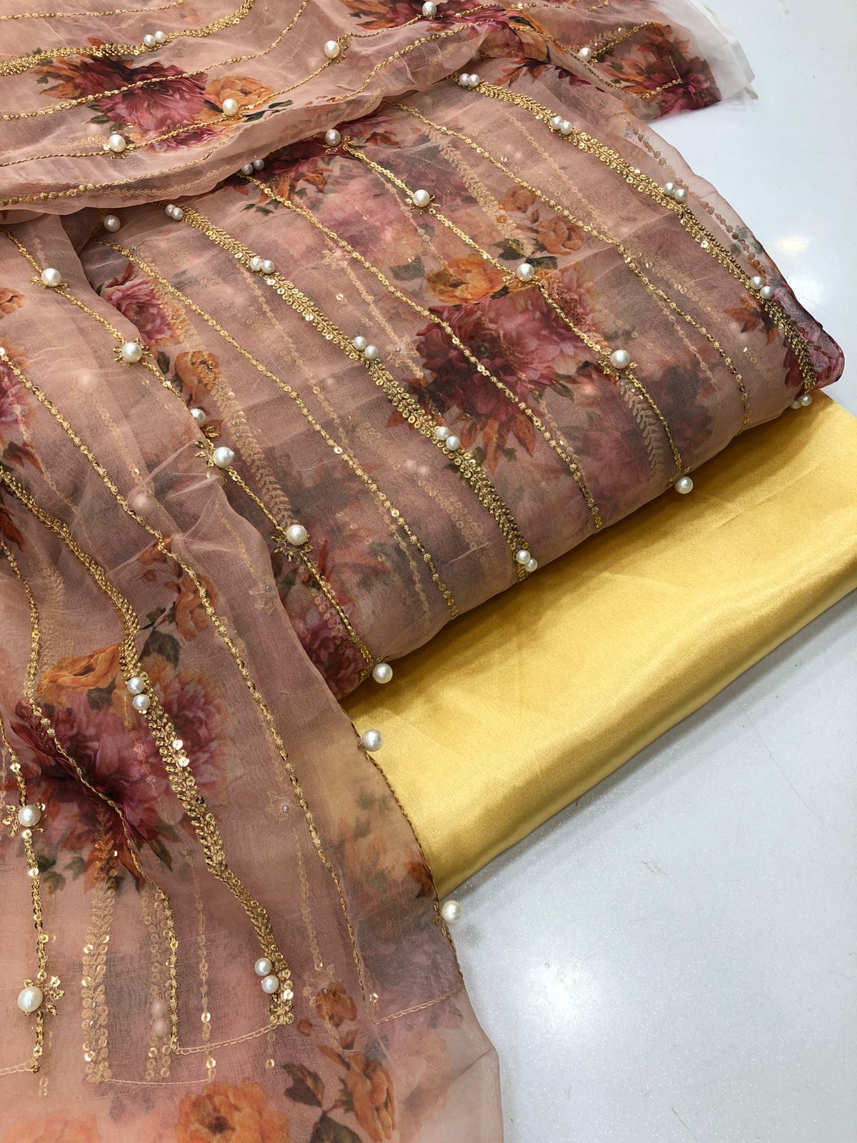 Designer Wear Tpink Formal Collection Organza Dress