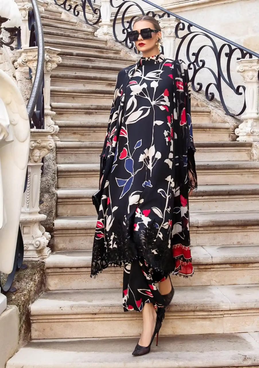 Maria B Black Pure Lawn Embroidery New Arrival 3PC