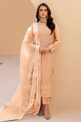 Gulaal Peach Formal Hand work Embroidered Organza Dress