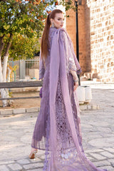 M.B Purple Lawn Chikankari Embroidery 3pc Unstitched Dress