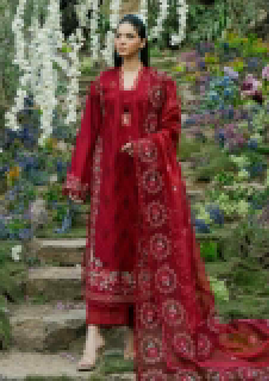 Flora By Zevk Maroon Embroidered Lawn Chikankari 3 Piece Unstitched