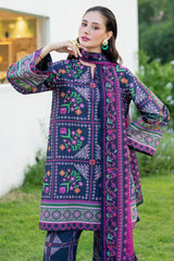 Jazmin Purple Silk Digital Print 3piece Unstitched