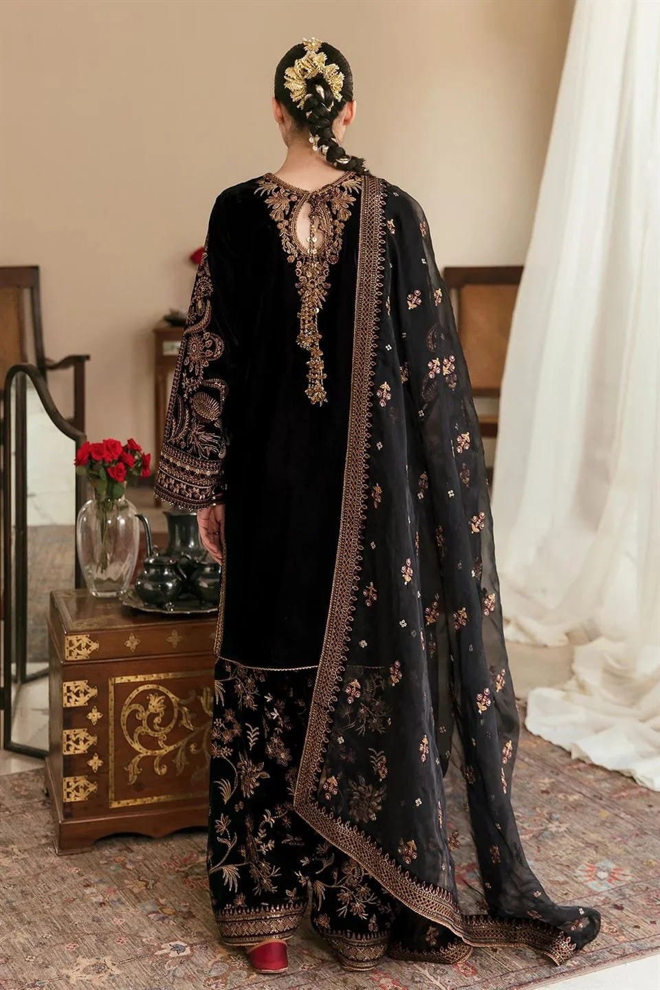 Baroque Black Velvet Formal Collection 3pc
