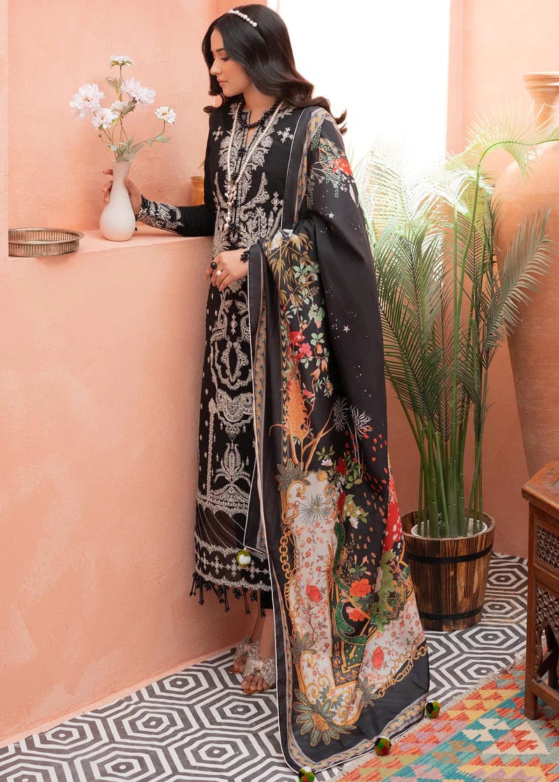 ESHAAL BLACK DESIGNER WEAR EMBROIDERY DRESS LAWN 3PC