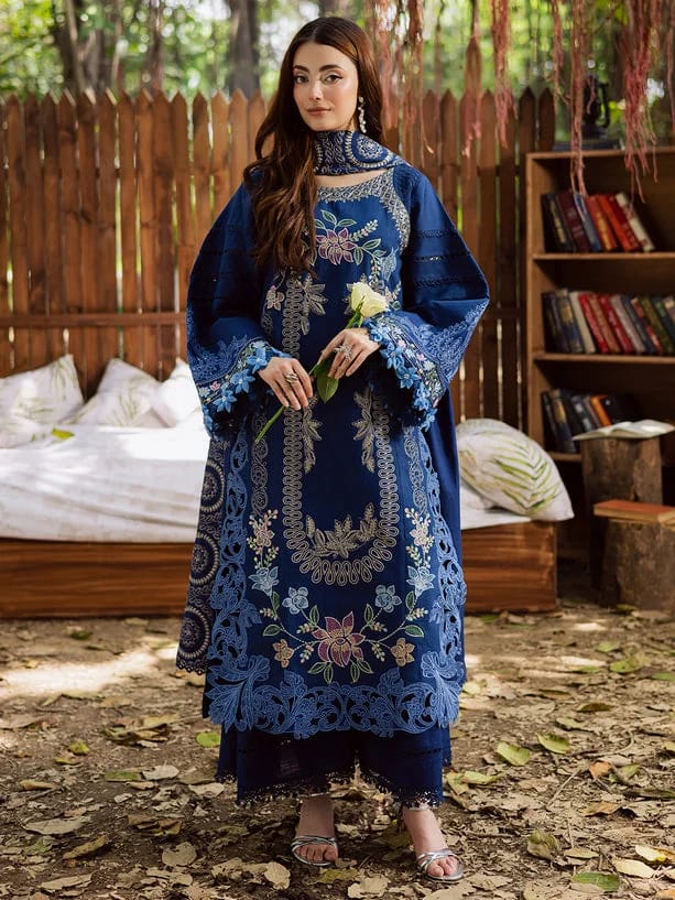 Parishay Blue Khaddar Winter Collection 3piece Unsitched