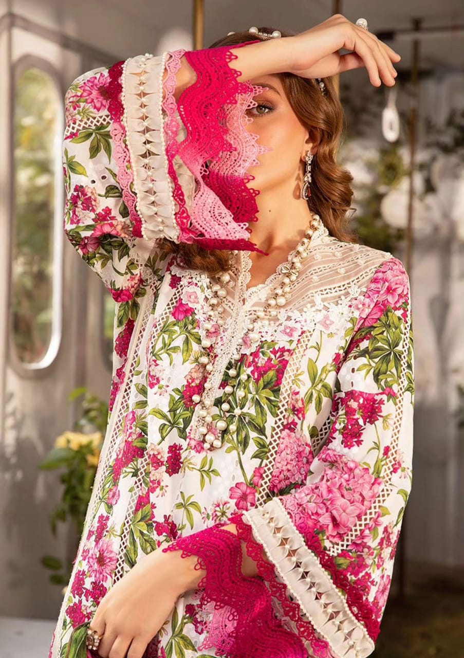 Maria B Mprint Pink Pure Lawn Embroidery New Arrival 3PC