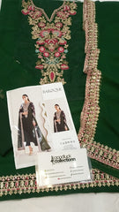 Baroque Bottle Green Chiffon Emb Party Wear Collection 3pc Unstitched