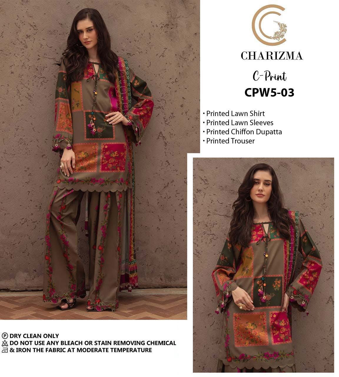 Charizma unstiched printed lawn dupata
