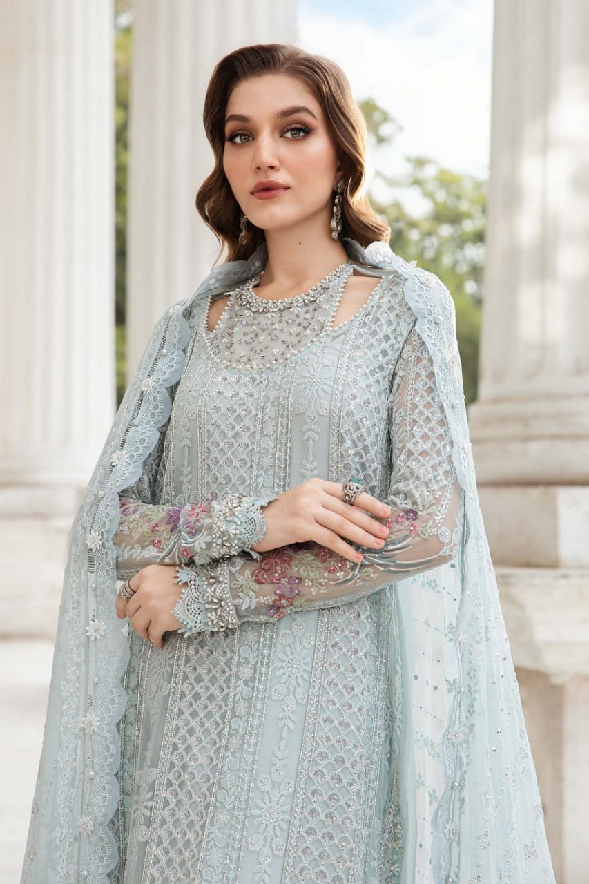 Maria B Green Chiffon Formal Collection Hand Work 3PC Unstitched