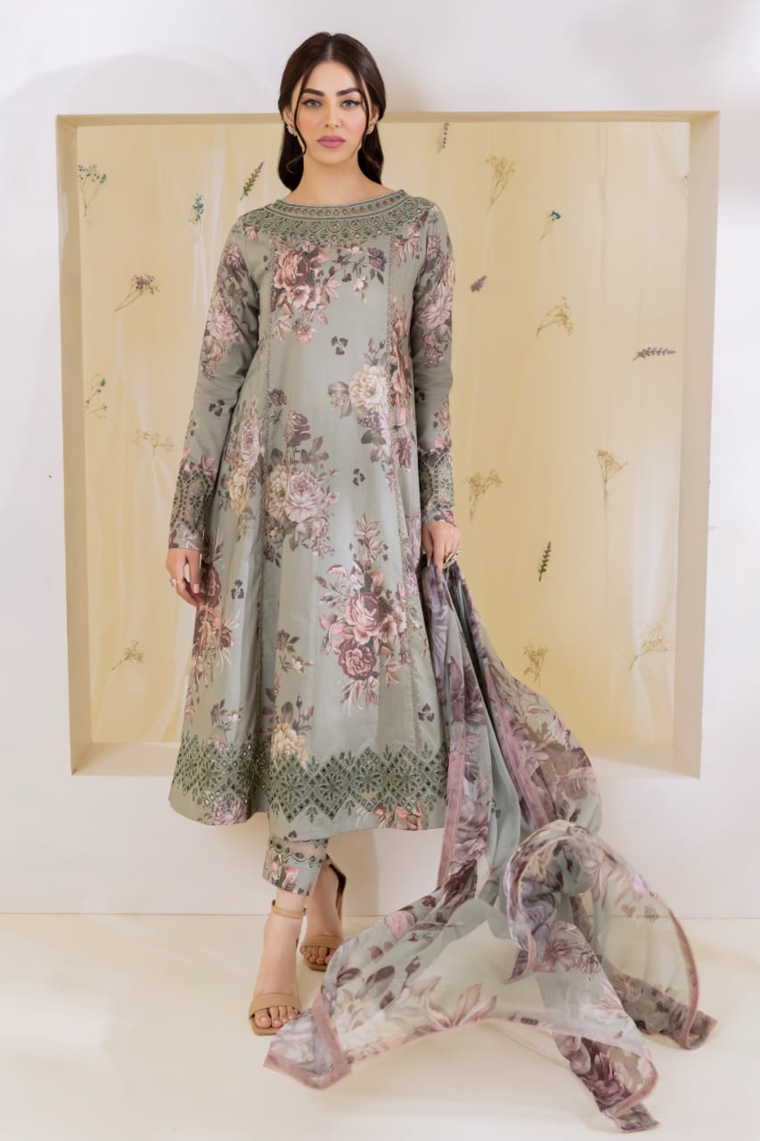 Iznik Green New Arrival Print Pure Lawn Embroidery Collection 3pc