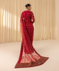 Sapphire Festive Unstitched Saree Red Net Fabric Embroidery