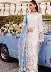 Hussain Rehar White Chikankari Lawn Embroidery Dress Luxury 3pc