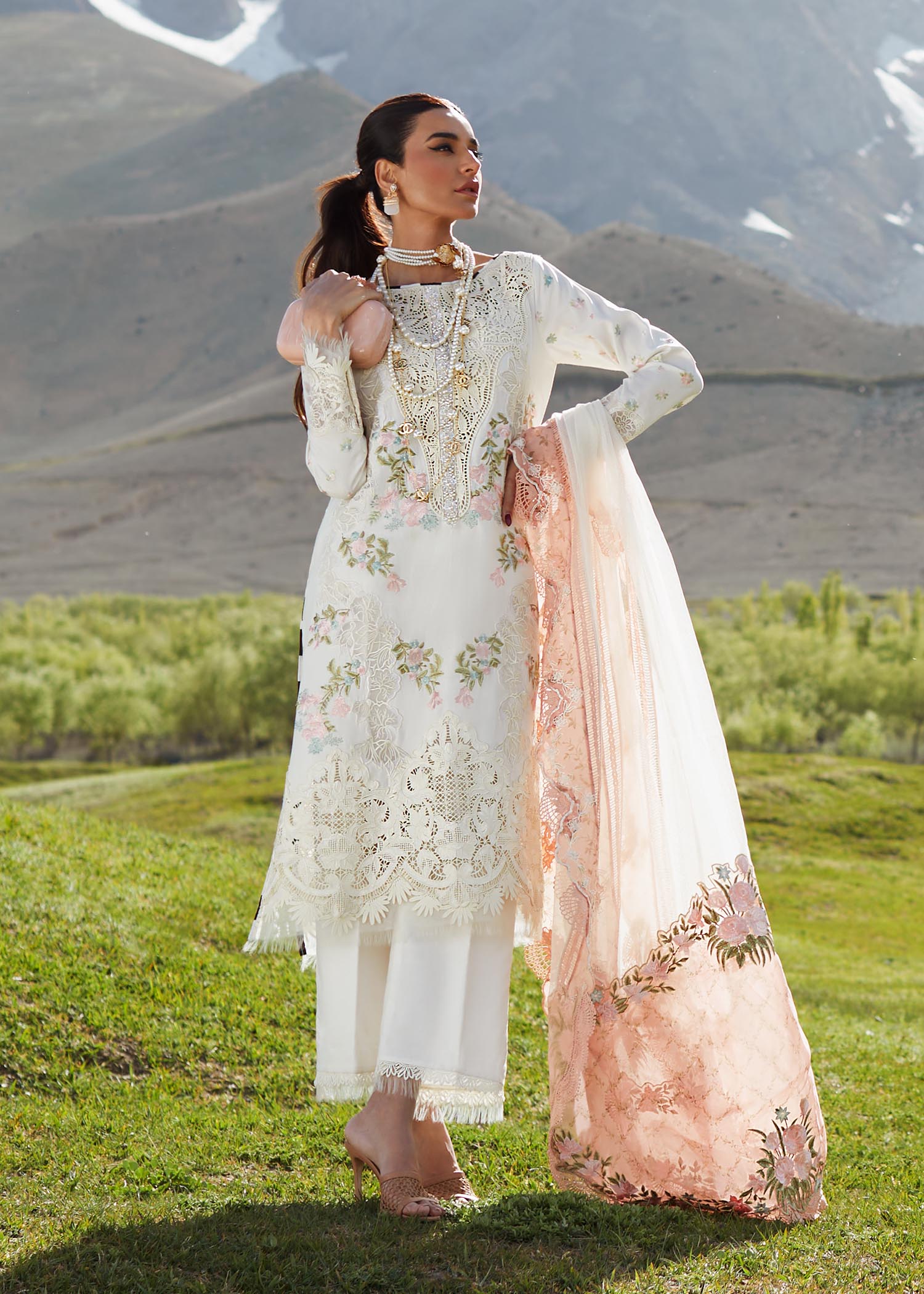 Crimson Luxury Lawn Embroidery Dress Chikankari