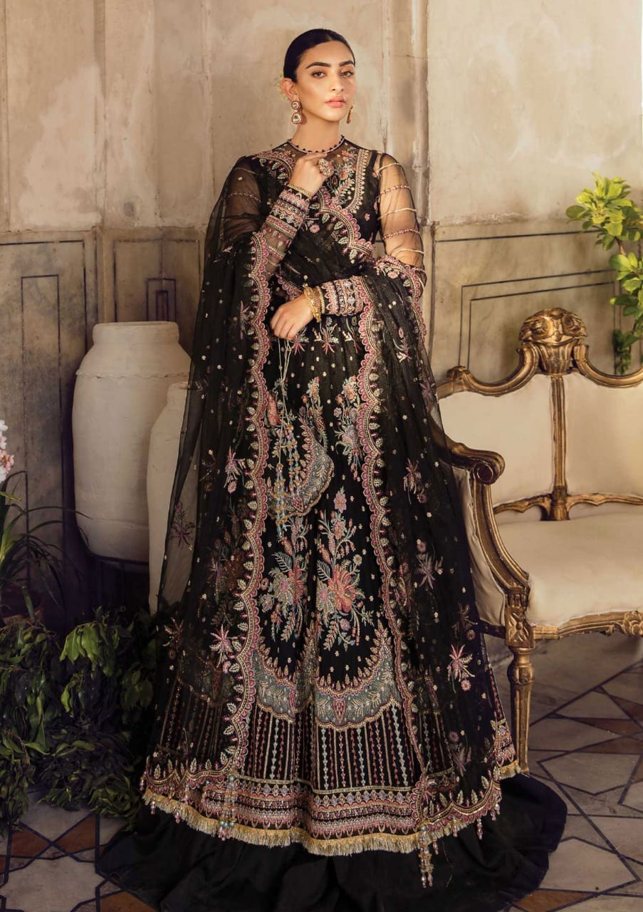 Afrozeh Black Soft Net Maxi Wedding Collection Hit Article