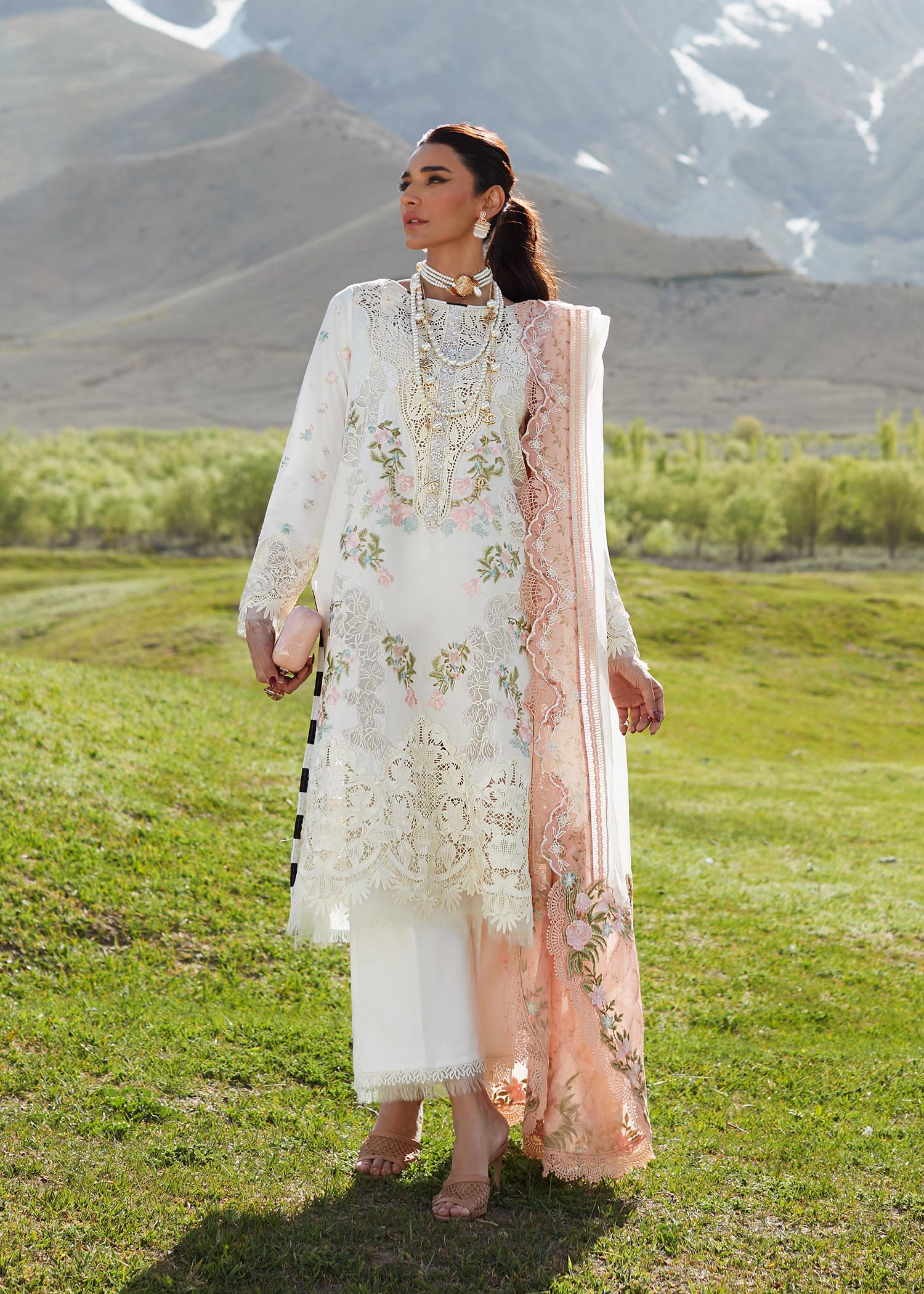 Crimson Luxury Lawn Embroidery Dress Chikankari
