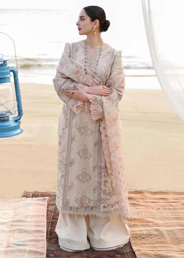 Qalamkar Skin Pure Lawn Embroidery Chikankari Collection 3pc