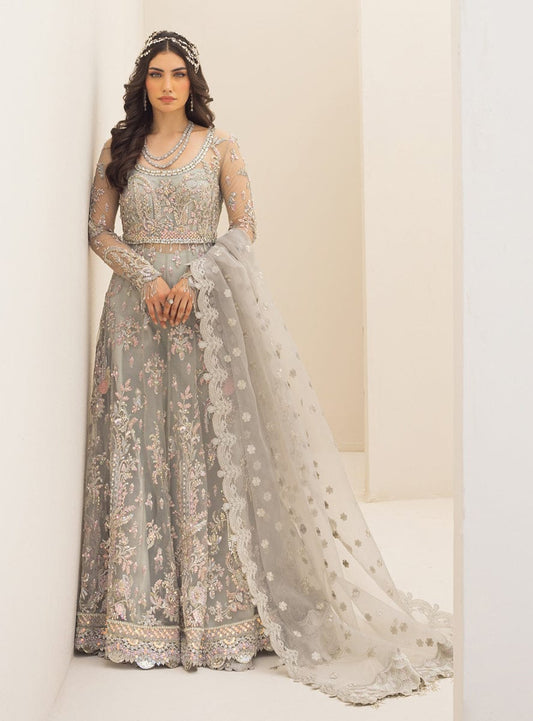 Qalamkar Wedding Collection Maxi Gray Organza