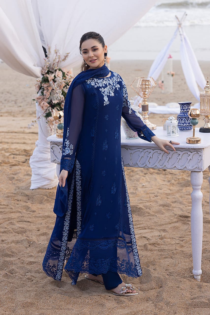 Azure Blue Formal Collection Embroidery Chiffon Fabric 3