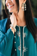 Lulusar Zinc Silk Print Hand Work 3piece Unstiched