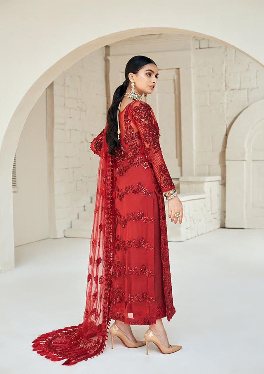 Maryam Hussain Red Soft Net Fabric Formal Collection