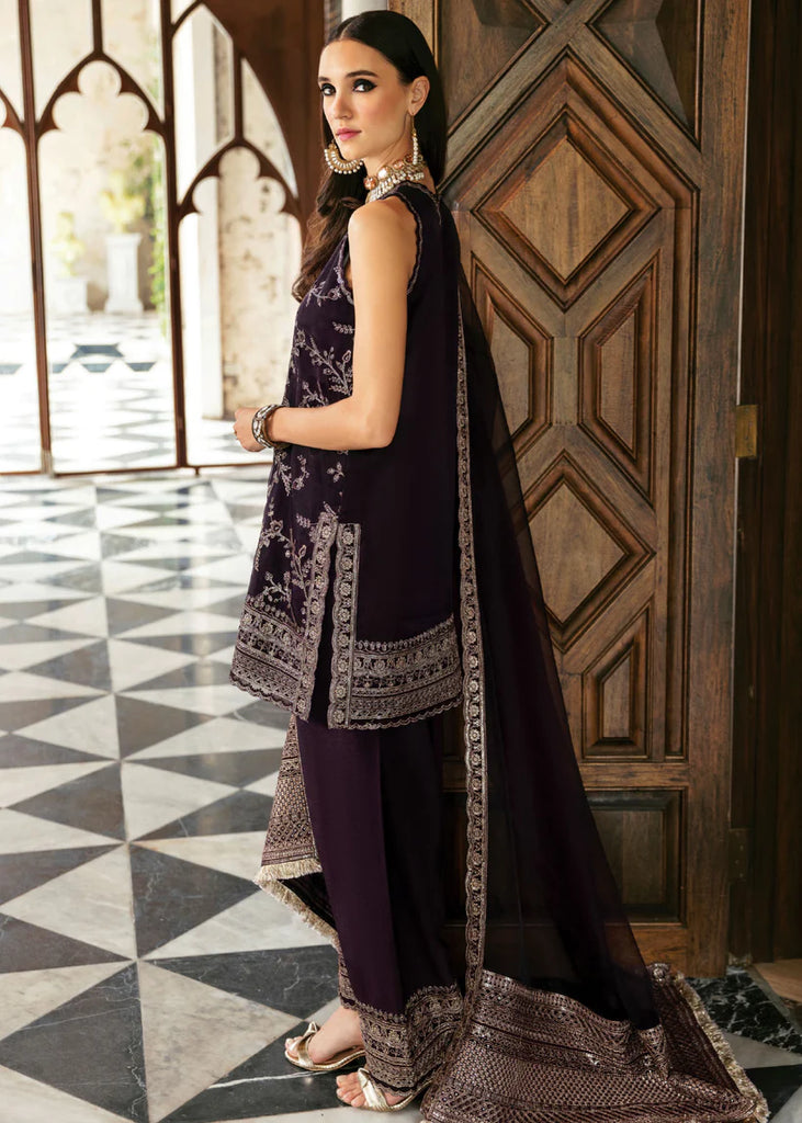 Afrozeh Purple Unstitched Chiffon 3Pc Suit