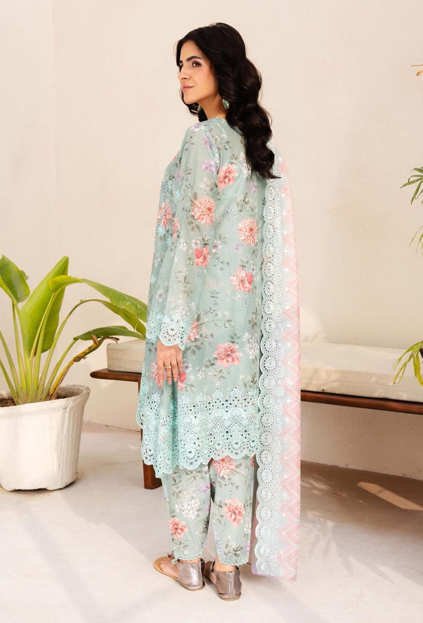 Adan Libas Green Lawn Embroidery 3pc Unstitched