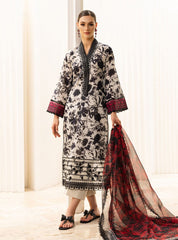 Z.C Black Lawn Skin Chiffon D Pure Lawn Emb 3pc Unstitched