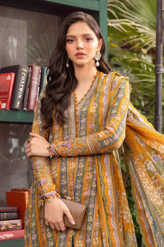 Maria B Gold 2024 Pure Lawn Embroidery New Arrival 3PC
