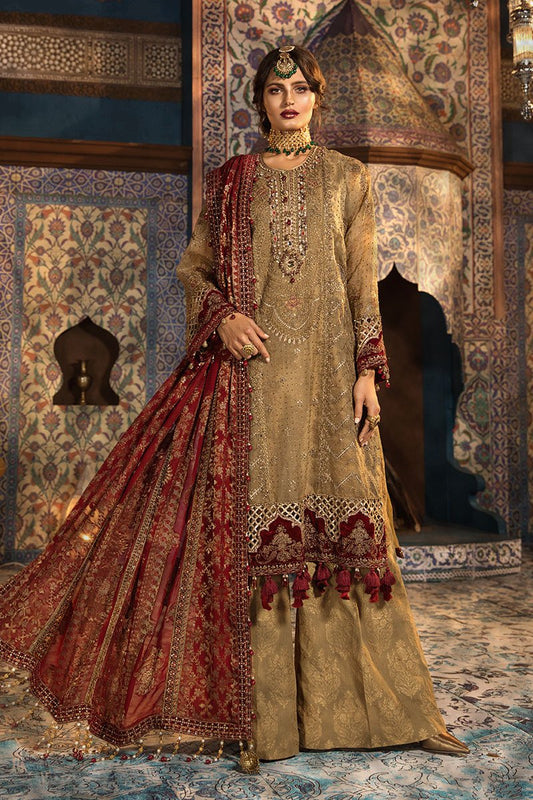 Maria B Rust Wedding Collection Soft Net Fabric