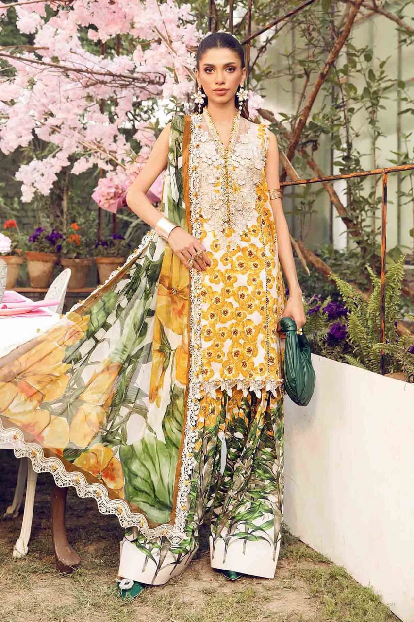 M.B Yellow Mprints 2025 Luxury Lawn Embroidered Collection Unstitched