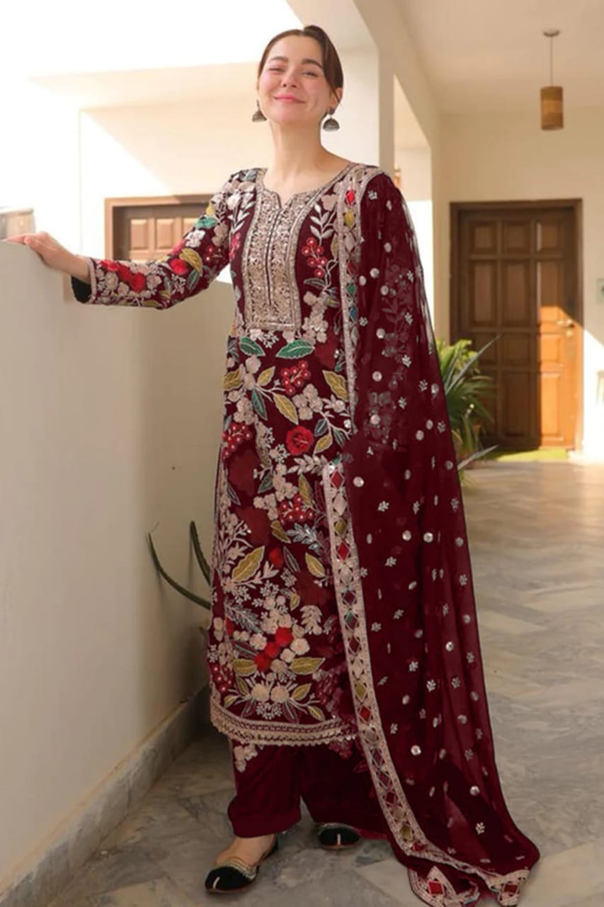 Rang Rasiya Maroon Luxury Chiffon Embroidery Collection 3pc