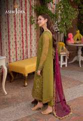 A.J Green Forrmal Collection Semi Pure Chiffon Embroidery 3piece Unstitched