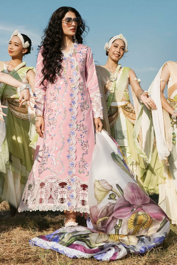 MUSHQ PINK CHIKANKARI LAWN EMBROIDER DRESS