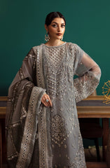 Eleshia Zarin Gray organza Wedding & Formals Collection 3piece Unstitched