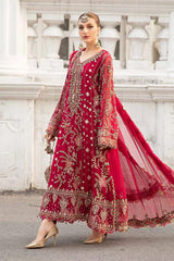 Maria B Red Chiffon Hand Work Formal Collection 3pc Unstitched