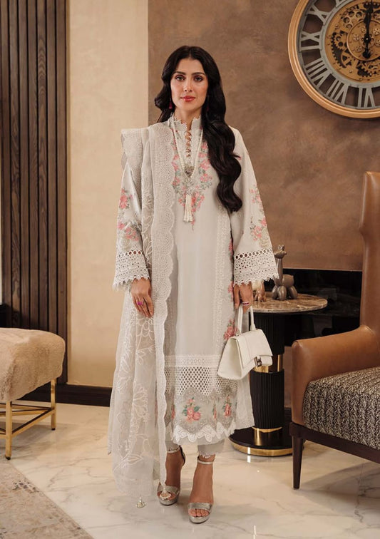 Zarqash white Luxury Lawn Embroidery Collection