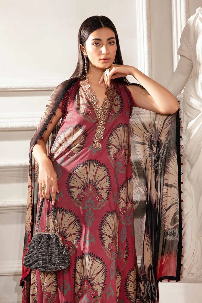 Maria B Maroon 2024 Pure Lawn Embroidery New Arrival 3PC